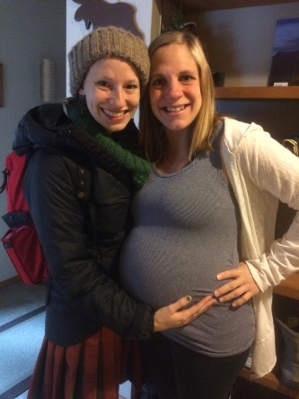 With my sister, Holly, ponderously pregnant at 39 weeks (and 3 days!)